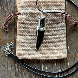 Crystal Bullet Pendant Mens Crystal Necklace Black Onyx Necklace Boyfriend Gift